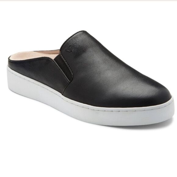 Vionic Shoes - 6 W Wide Vionic Black Leather Slip on Mule Sneakers Shoes